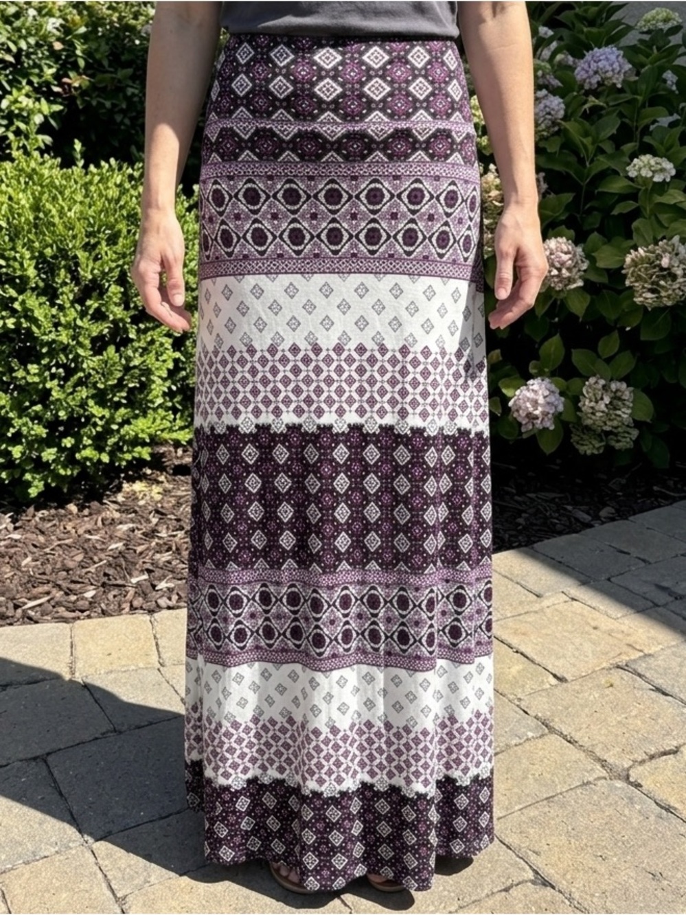 Charlotte Russe Maxi Skirt Boho Geo Print Vintage Y2K Festival Swim Coverup Sz S